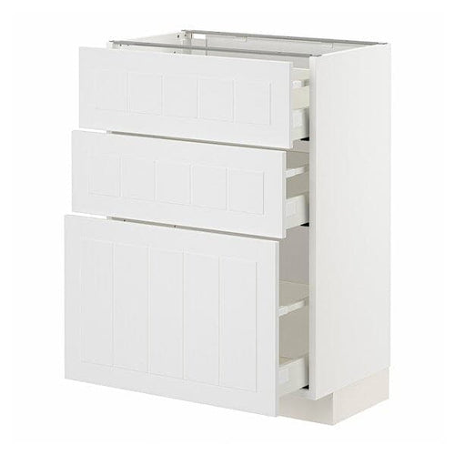 METOD / MAXIMERA - Base cabinet with 3 drawers, white/Stensund white, 60x37 cm