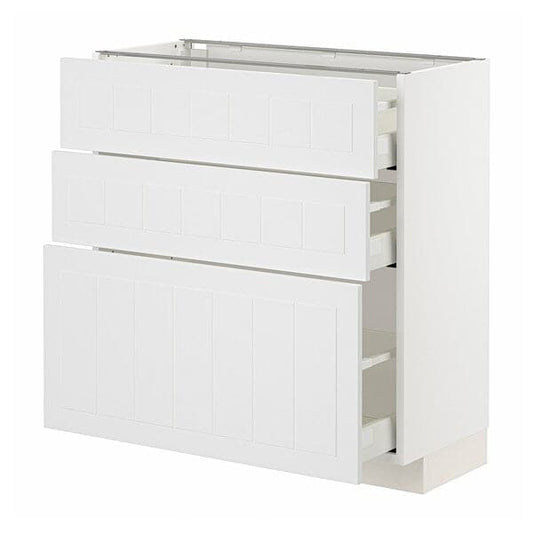 Ikea METOD / MAXIMERA - Base cabinet with 3 drawers, white/Stensund white, 80x37 cm