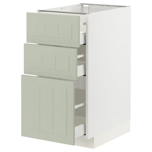 Ikea METOD / MAXIMERA - Base cabinet with 3 drawers, white/Stensund light green, 40x60 cm