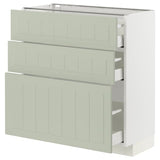 METOD / MAXIMERA base cabinet with 3 drawers, white/Stensund light green, 80x37 cm