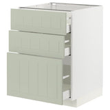 METOD / MAXIMERA base cabinet with 3 drawers, white/Stensund light green, 60x60 cm
