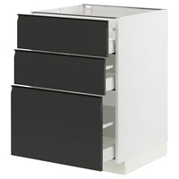 METOD / MAXIMERA - Base cabinet with 3 drawers, white/Upplöv matt anthracite, 60x60 cm - best price from Maltashopper.com 49493680