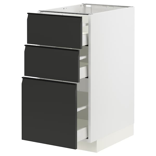 METOD / MAXIMERA - Base cabinet with 3 drawers, white/Upplöv matt anthracite, 40x60 cm - best price from Maltashopper.com 99494050