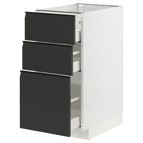 METOD / MAXIMERA - Base cabinet with 3 drawers, white/Upplöv matt anthracite, 40x60 cm