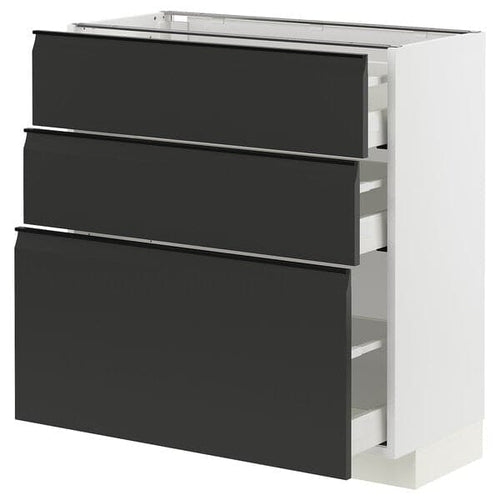 METOD / MAXIMERA - Base cabinet with 3 drawers, white/Upplöv matt anthracite , 80x37 cm