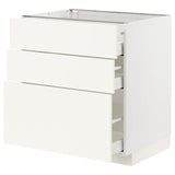 METOD / MAXIMERA base cabinet with 3 drawers, white/Vallstena white, 80x60 cm