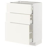 METOD / MAXIMERA base cabinet with 3 drawers, white/Vallstena white, 60x37 cm