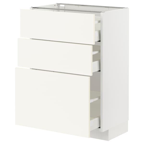 Ikea METOD / MAXIMERA - Base cabinet with 3 drawers, white/Vallstena white, 60x37 cm
