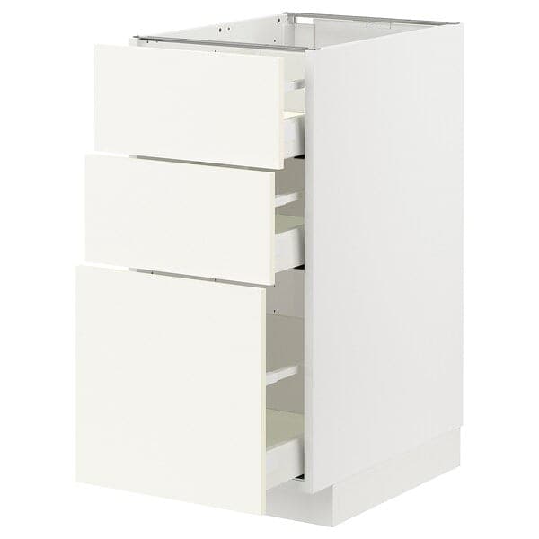 Ikea METOD / MAXIMERA - Base cabinet with 3 drawers, white/Vallstena white, 40x60 cm