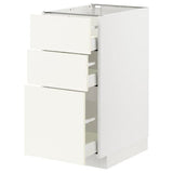 METOD / MAXIMERA base cabinet with 3 drawers, white/Vallstena white, 40x60 cm