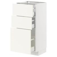 METOD / MAXIMERA - Base cabinet with 3 drawers, white/Vallstena white, 40x37 cm - best price from Maltashopper.com 39507017