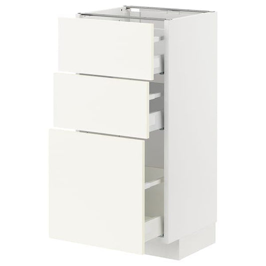 Ikea METOD / MAXIMERA - Base cabinet with 3 drawers, white/Vallstena white, 40x37 cm