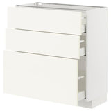 METOD / MAXIMERA base cabinet with 3 drawers, white/Vallstena white, 80x37 cm