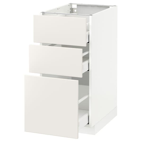 METOD / MAXIMERA - Base cabinet with 3 drawers, white/Veddinge white, 40x60 cm - best price from Maltashopper.com 39110427