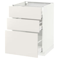 METOD / MAXIMERA - Base cabinet with 3 drawers, white/Veddinge white, 60x60 cm - best price from Maltashopper.com 29110475