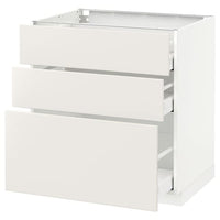 METOD / MAXIMERA - Base cabinet with 3 drawers, white/Veddinge white, 80x60 cm - best price from Maltashopper.com 49110530