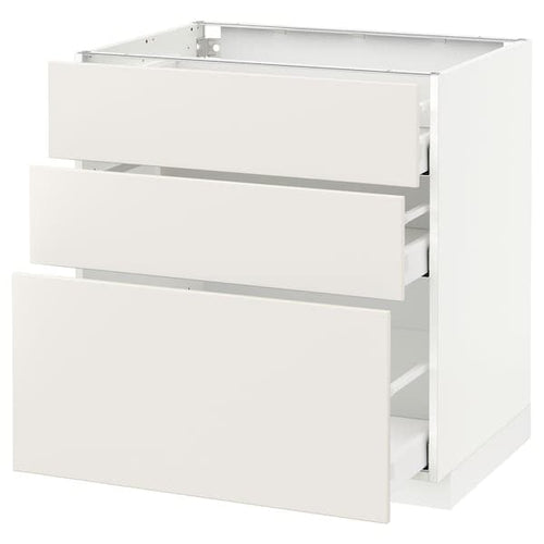 METOD / MAXIMERA - Base cabinet with 3 drawers, white/Veddinge white, 80x60 cm
