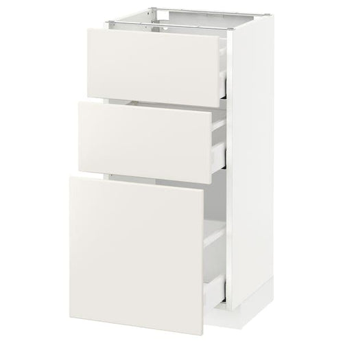 METOD / MAXIMERA - Base cabinet with 3 drawers, white/Veddinge white, 40x37 cm