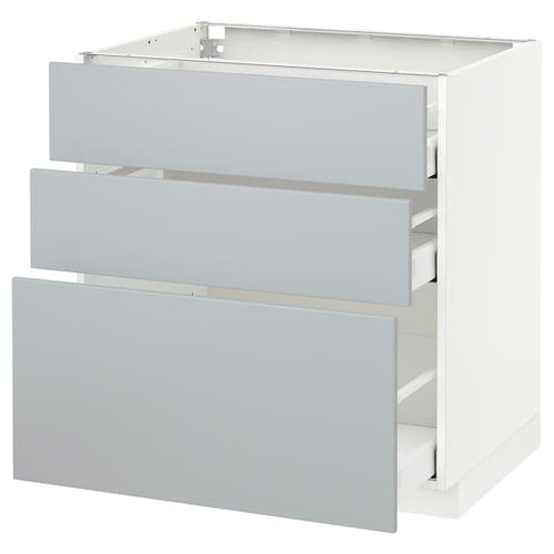 METOD / MAXIMERA - Base cabinet with 3 drawers, white/Veddinge grey, 80x60 cm