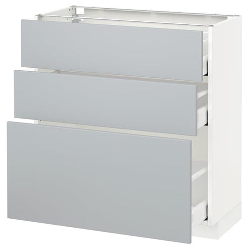 METOD / MAXIMERA - Base cabinet with 3 drawers, white/Veddinge grey, 80x37 cm