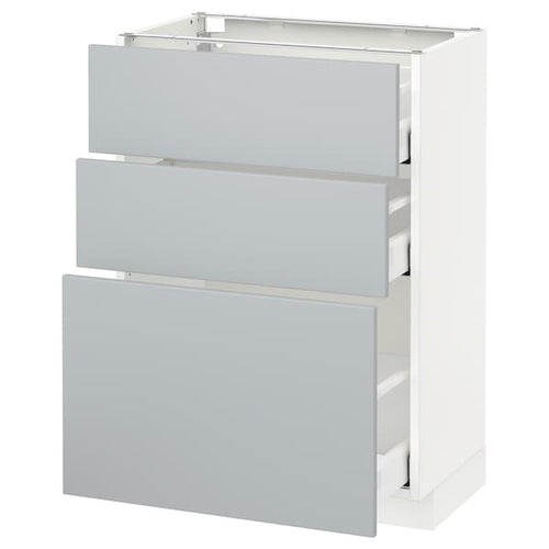METOD / MAXIMERA - Base cabinet with 3 drawers, white/Veddinge grey, 60x37 cm