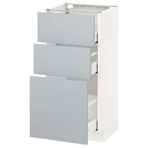 METOD / MAXIMERA - Base cabinet with 3 drawers, white/Veddinge grey, 40x37 cm