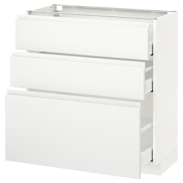 Ikea METOD / MAXIMERA - Base cabinet with 3 drawers, white/Voxtorp matt white, 80x37 cm