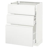 METOD / MAXIMERA base cabinet with 3 drawers, white/Voxtorp matt white, 60x37 cm