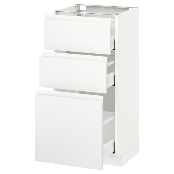 Ikea METOD / MAXIMERA - Base cabinet with 3 drawers, white/Voxtorp matt white, 40x37 cm