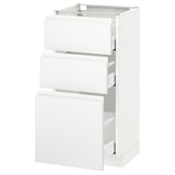 METOD / MAXIMERA base cabinet with 3 drawers, white/Voxtorp matt white, 40x37 cm