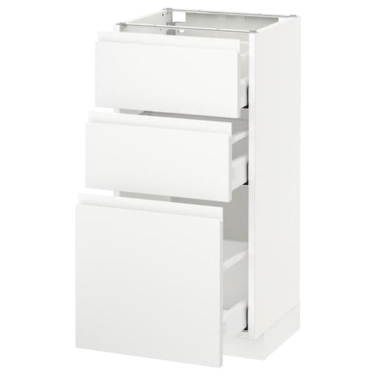 Ikea METOD / MAXIMERA - Base cabinet with 3 drawers, white/Voxtorp matt white, 40x37 cm