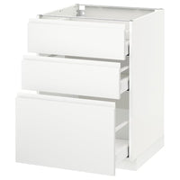 METOD / MAXIMERA - Base cabinet with 3 drawers, white/Voxtorp matt white, 60x60 cm - best price from Maltashopper.com 39130878