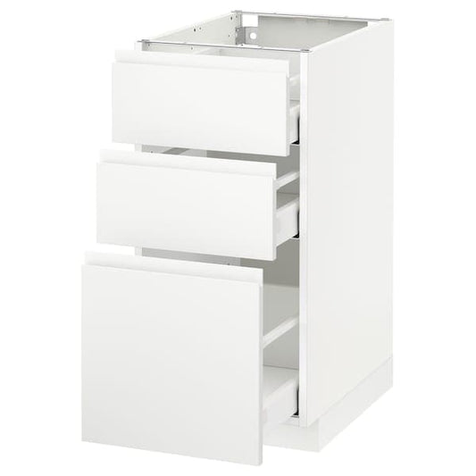 Ikea METOD / MAXIMERA - Base cabinet with 3 drawers, white/Voxtorp matt white, 40x60 cm