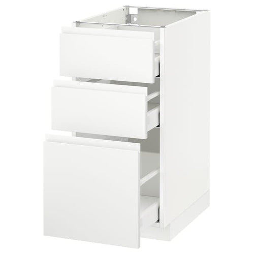 METOD / MAXIMERA - Base cabinet with 3 drawers, white/Voxtorp matt white, 40x60 cm