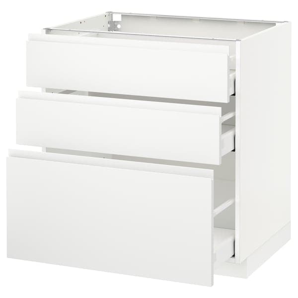 Ikea METOD / MAXIMERA - Base cabinet with 3 drawers, white/Voxtorp matt white, 80x60 cm