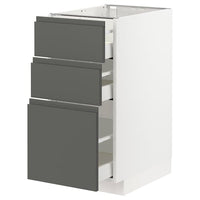 METOD / MAXIMERA - Base cabinet with 3 drawers, white/Voxtorp dark grey, 40x60 cm - best price from Maltashopper.com 39310266