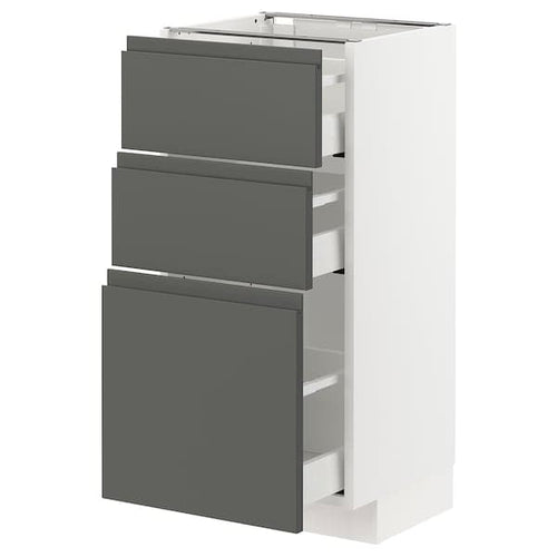 METOD / MAXIMERA base cabinet with 3 drawers, Width: 40.0 cmDepth: 39.1 cmHeight: 88.0 cmFrame depth: 37.0 cmFrame height: 80.0 cm