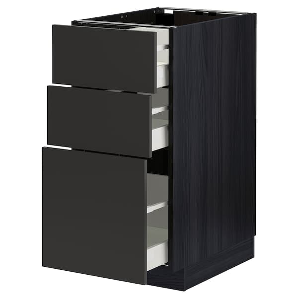 Ikea METOD / MAXIMERA - Base cabinet with 3 drawers, black/Nickebo matt anthracite, 40x60 cm