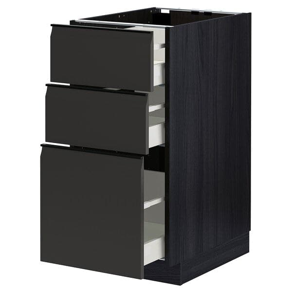 METOD / MAXIMERA - Base cabinet with 3 drawers, black/Upplöv matt anthracite, 40x60 cm - best price from Maltashopper.com 59495457