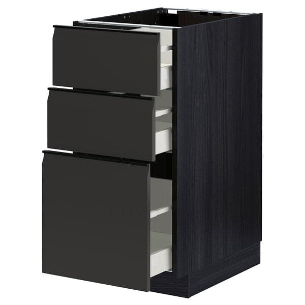 Ikea METOD / MAXIMERA - Base cabinet with 3 drawers, black/Upplöv matt anthracite, 40x60 cm