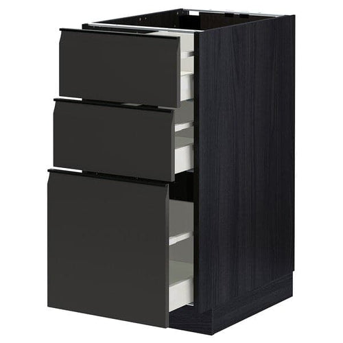 METOD / MAXIMERA - Base cabinet with 3 drawers, black/Upplöv matt anthracite, 40x60 cm