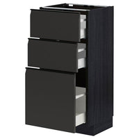 METOD / MAXIMERA - Base cabinet with 3 drawers, black/Upplöv matt anthracite, 40x37 cm - best price from Maltashopper.com 69495616