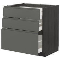 METOD / MAXIMERA - Base cabinet with 3 drawers, black/Voxtorp dark grey, 80x60 cm - best price from Maltashopper.com 69311014