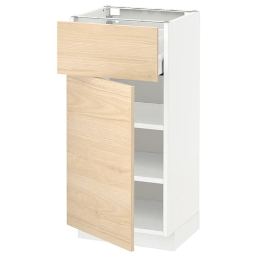 METOD / MAXIMERA - Base cabinet with drawer/door, white/Askersund light ash effect, 40x37 cm