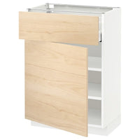 METOD / MAXIMERA - Base cabinet with drawer/door, white/Askersund light ash effect, 60x37 cm - best price from Maltashopper.com 79455648