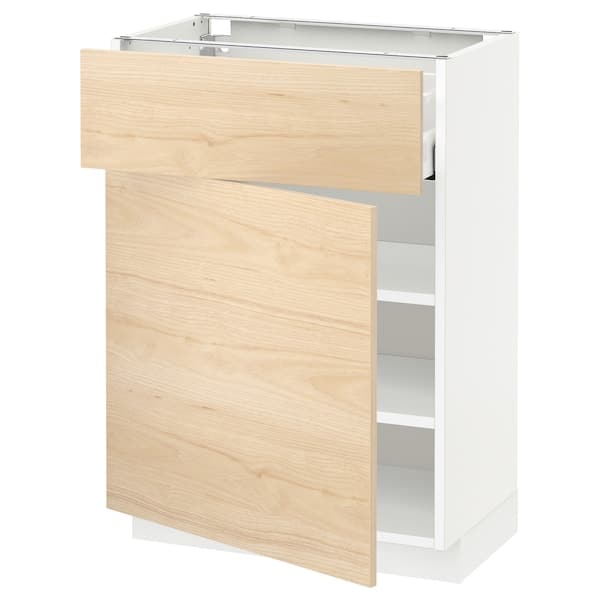Ikea METOD / MAXIMERA - Base cabinet with drawer/door, white/Askersund light ash effect, 60x37 cm