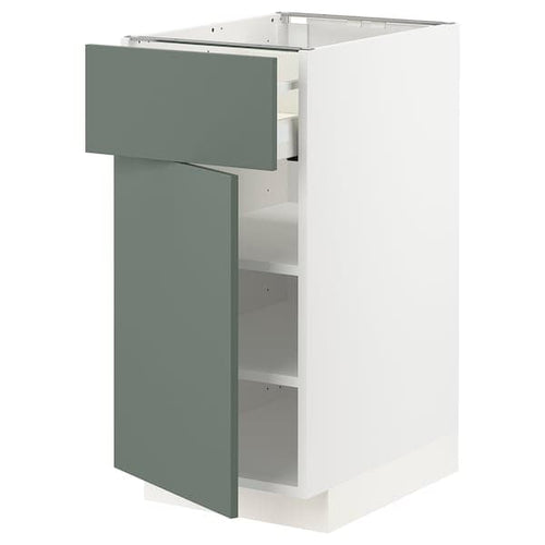 METOD / MAXIMERA - Base cabinet with drawer/door, white/Bodarp grey-green, 40x60 cm