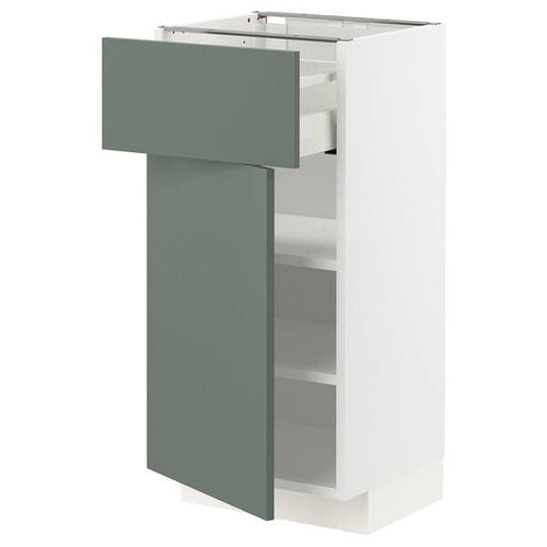 METOD / MAXIMERA - Base cabinet with drawer/door, white/Bodarp grey-green, 40x37 cm