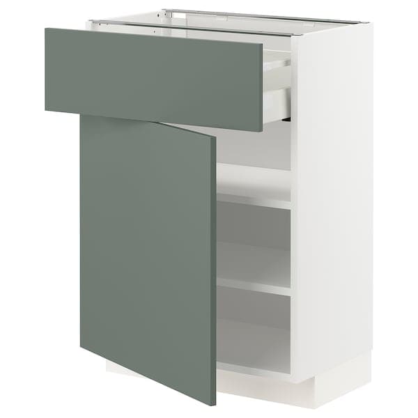 METOD / MAXIMERA - Base cabinet with drawer/door, white/Bodarp grey-green, 60x37 cm - best price from Maltashopper.com 49459327