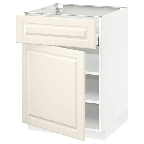 METOD / MAXIMERA - Base cabinet with drawer/door, white/Bodbyn off-white, 60x60 cm